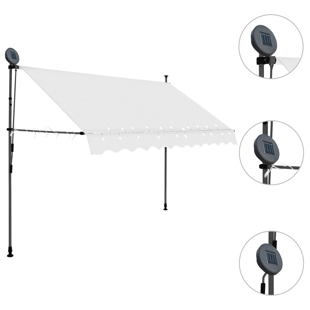 Toldo manual retráctil con LED crema 300 cm vidaXL