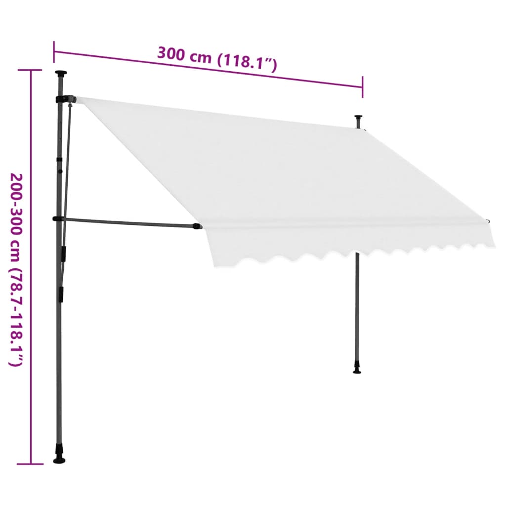 Toldo manual retráctil con LED crema 300 cm vidaXL