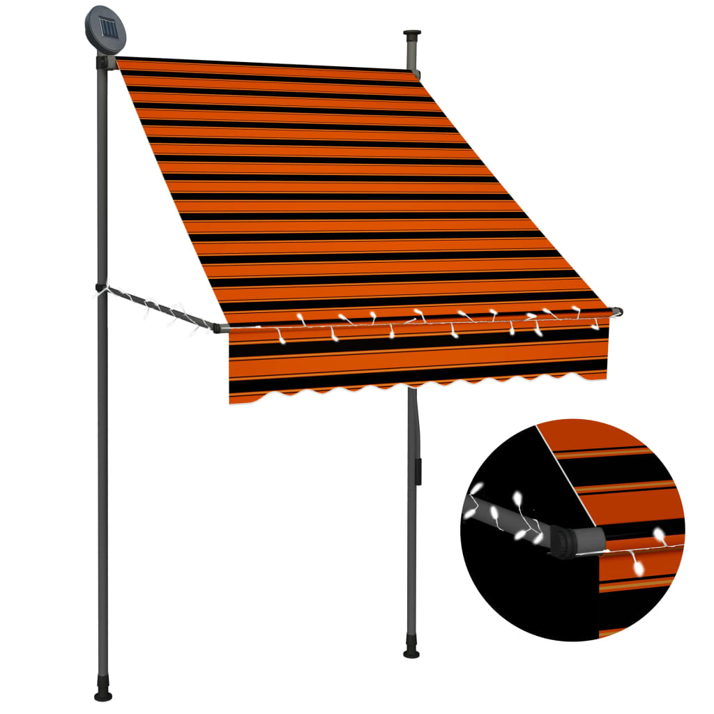 Vetonek Toldo manual retráctil con LED naranja y marrón 100 cm