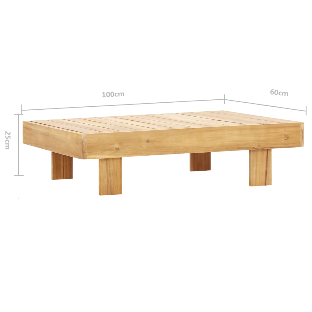 Mesa de centro de madera maciza de acacia 100x60x25 cm