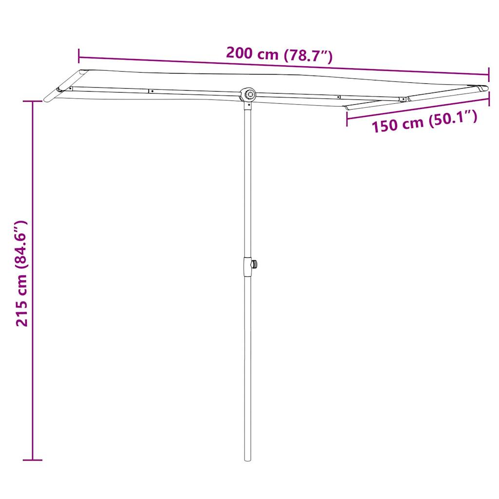 Garten Regenschirm grauer Aluminiumstock 2x1,5 m