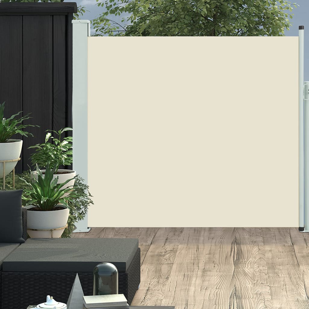 Vetonek Toldo lateral retráctil de jardín color crema 170x300 cm