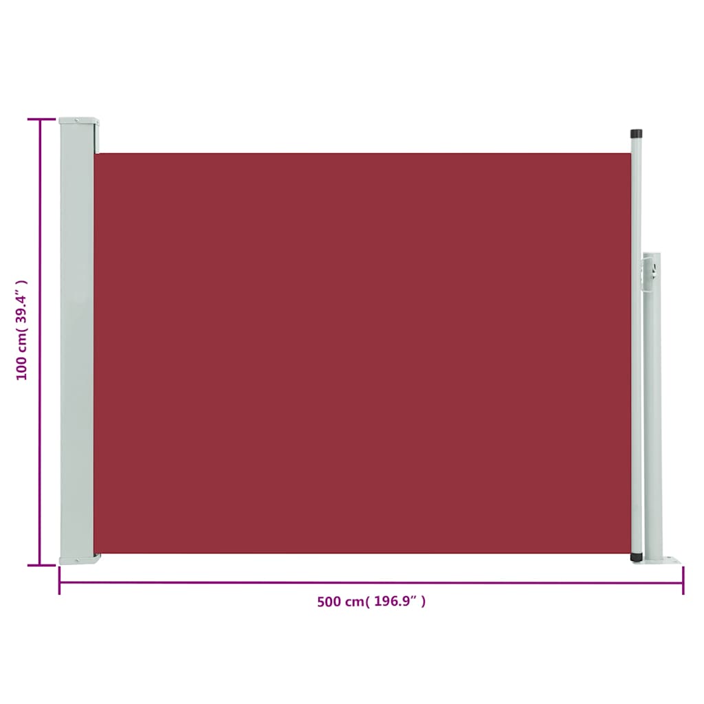 Red Red Garden Retractile awning 100x500 cm