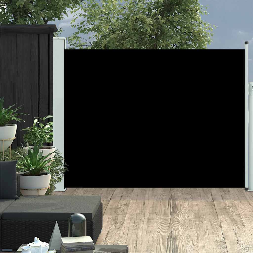 Vetonek Toldo lateral retráctil de jardín negro 140x500 cm