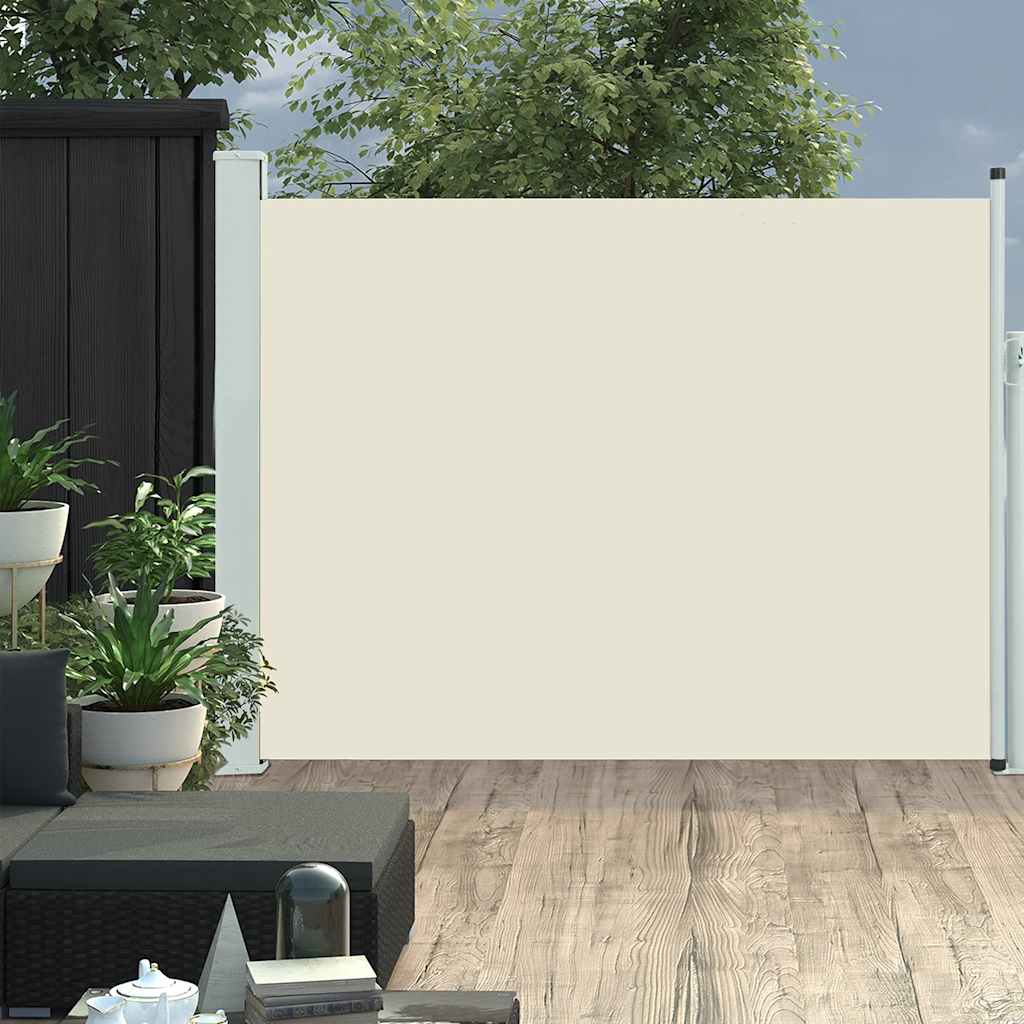 Vetonek Toldo lateral retráctil de jardín color crema 140x500 cm