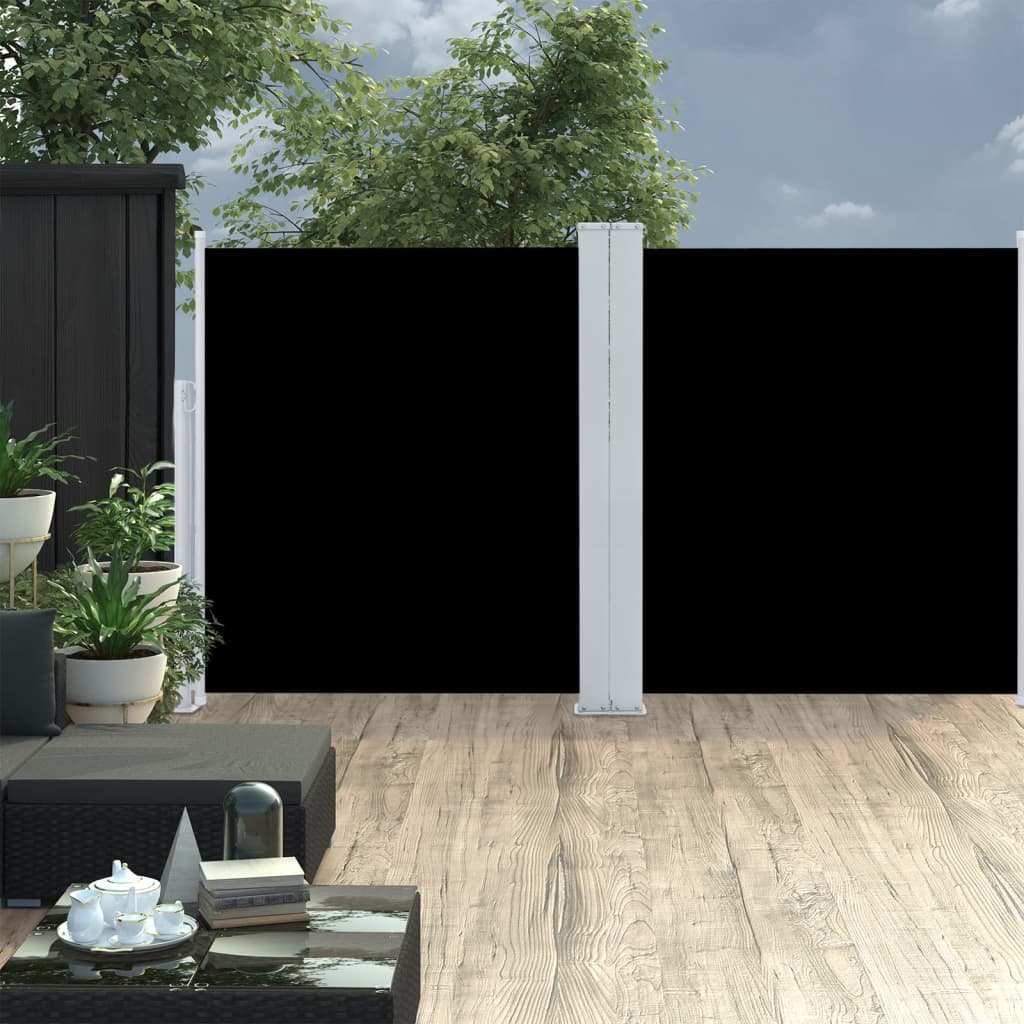 Vetonek Toldo lateral doble y retráctil de jardín negro 170x600 cm