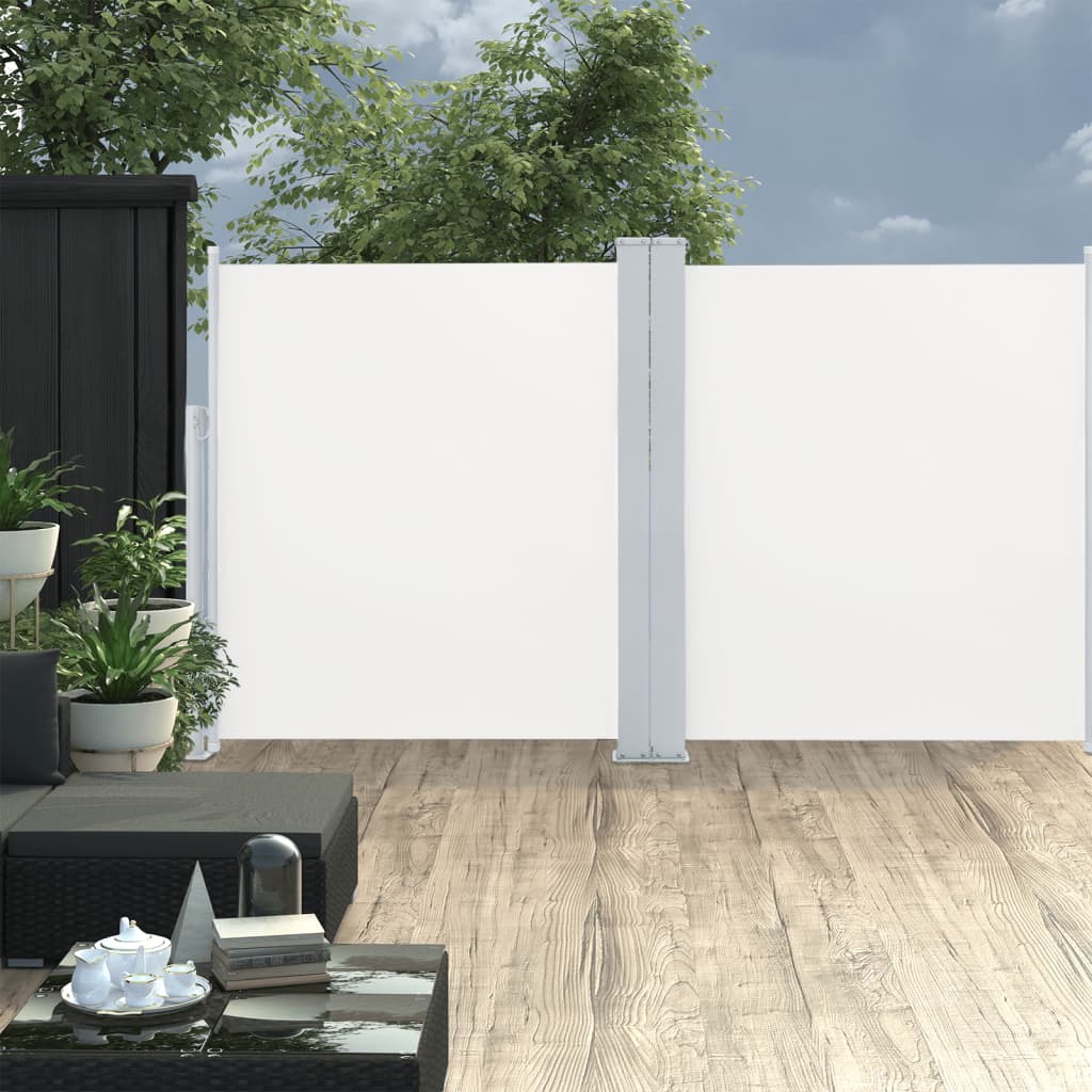 Vetonek Toldo lateral doble retráctil de jardín color crema 170x600 cm