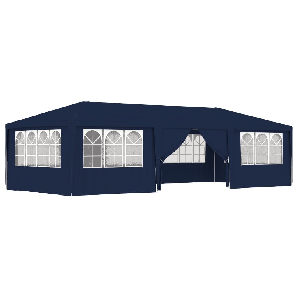 Vetonek Carpa profesional para fiestas con paredes azul 90 g/m² 4x9 m