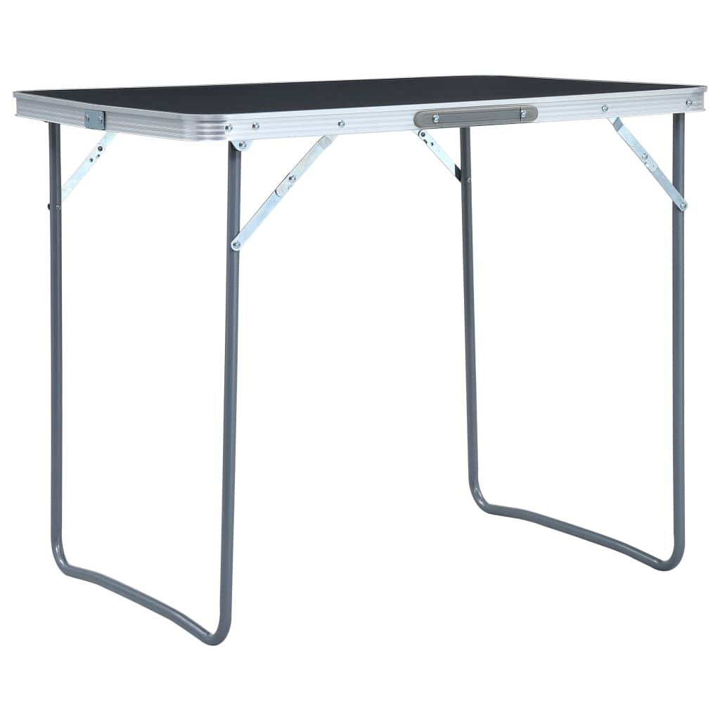 Vetonek Mesa de camping plegable con estructura de metal gris 80x60 cm