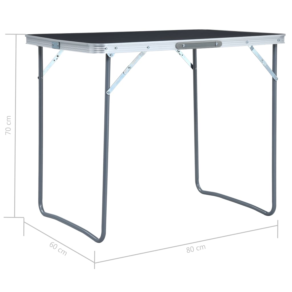 Klappcamping -Tisch mit grauer Metallstruktur 80x60 cm