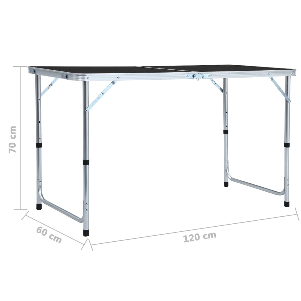 Table pliante gris aluminium 120x60 cm