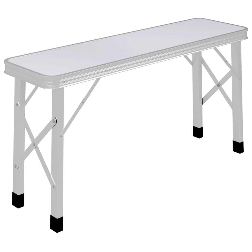 Table de camping pliante avec 2 berges en aluminium blanc