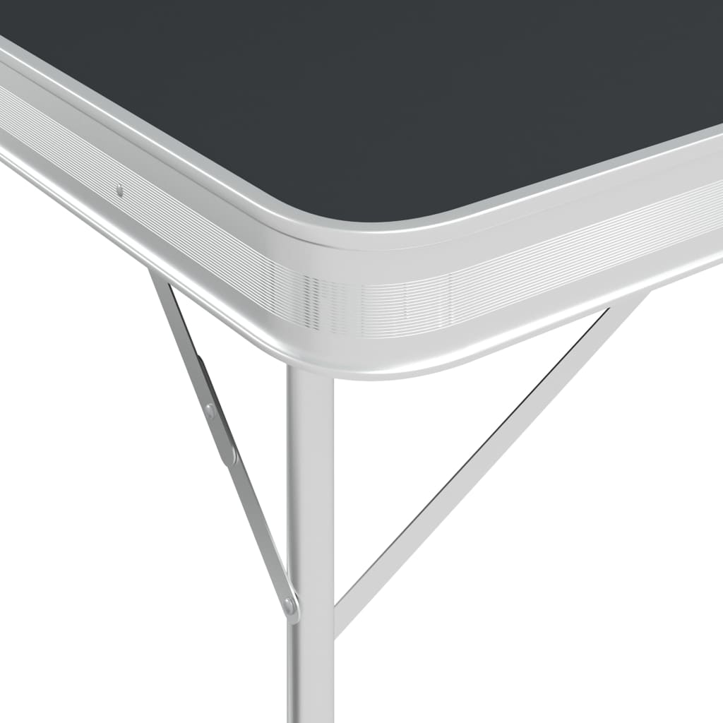 Table de camping pliante avec 2 berges en aluminium gris