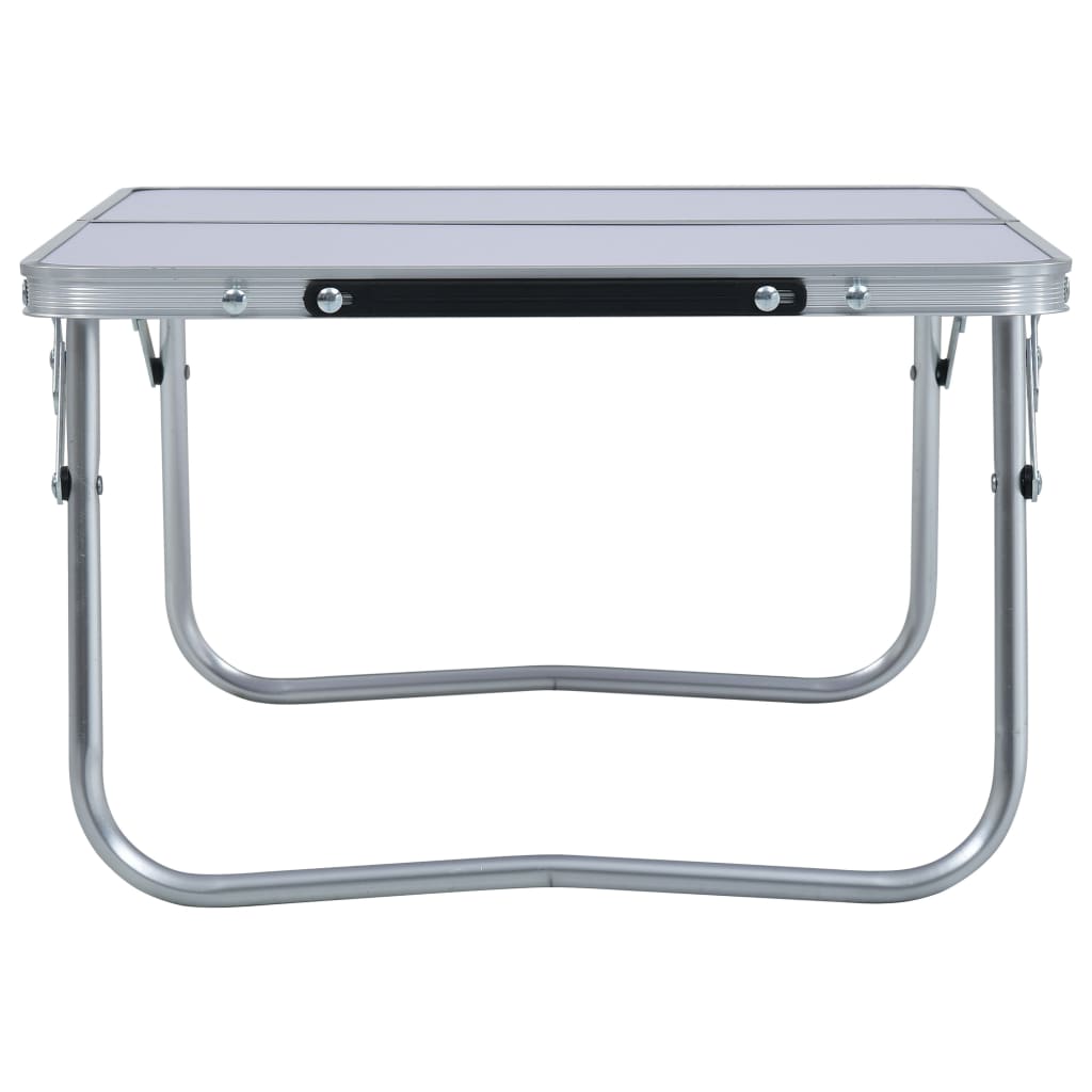 Table de camping pliable en aluminium blanc 60x40 cm