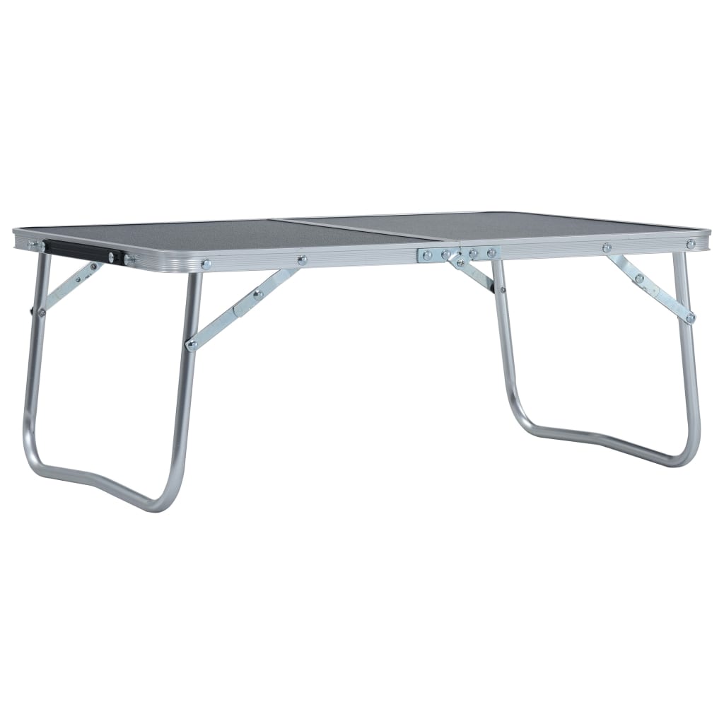 Vetonek Mesa de camping plegable aluminio gris 60x40 cm