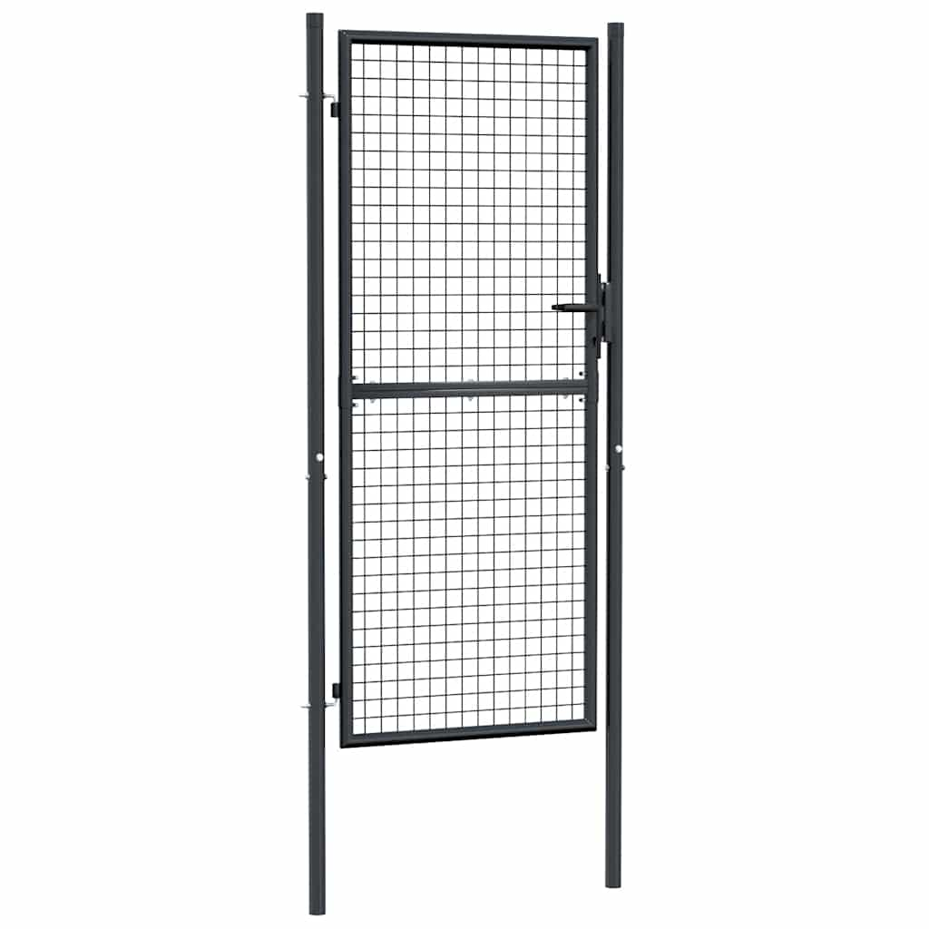 Vetonek Puerta de malla de jardín de acero galvanizado gris 100x250 cm