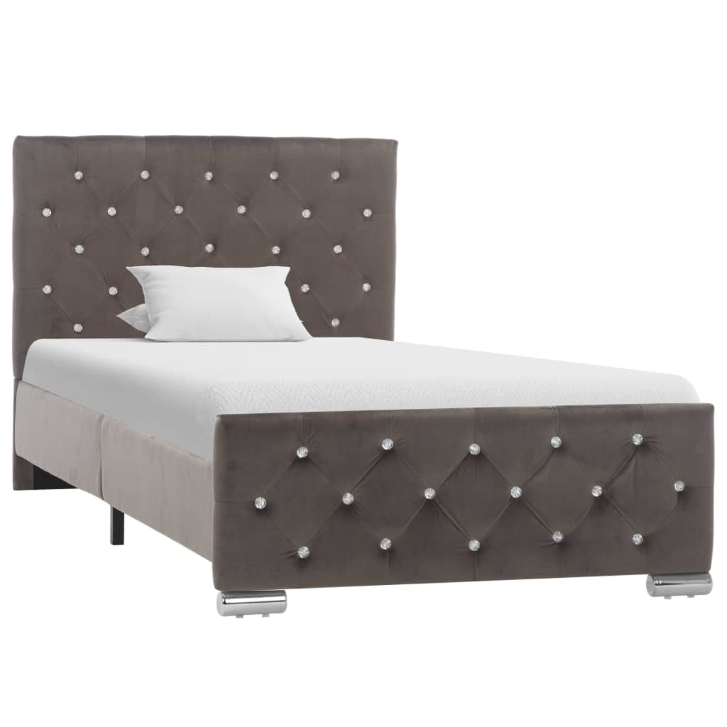 Vetonek Estructura de cama sin colchón terciopelo gris 90x200 cm