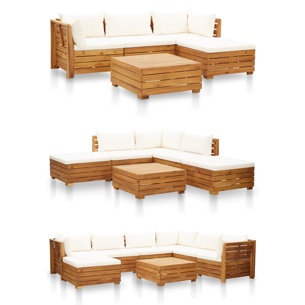 Central Sectional Sofa 1 pcs with solid wood cushions acacia