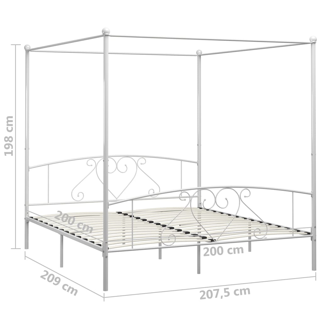 Estructura cama con dosel sin colchón metal blanco 200x200 cm vidaXL