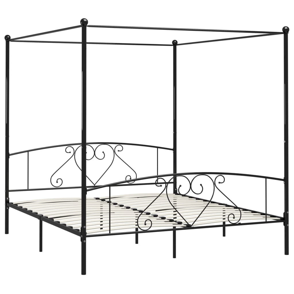 Estructura cama con dosel sin colchón metal negro 200x200 cm vidaXL