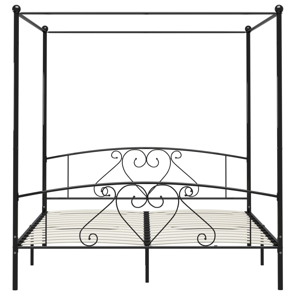 Estructura cama con dosel sin colchón metal negro 200x200 cm vidaXL