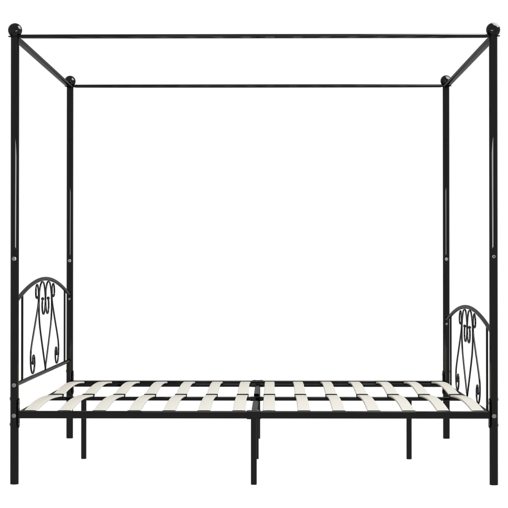 Estructura cama con dosel sin colchón metal negro 200x200 cm vidaXL