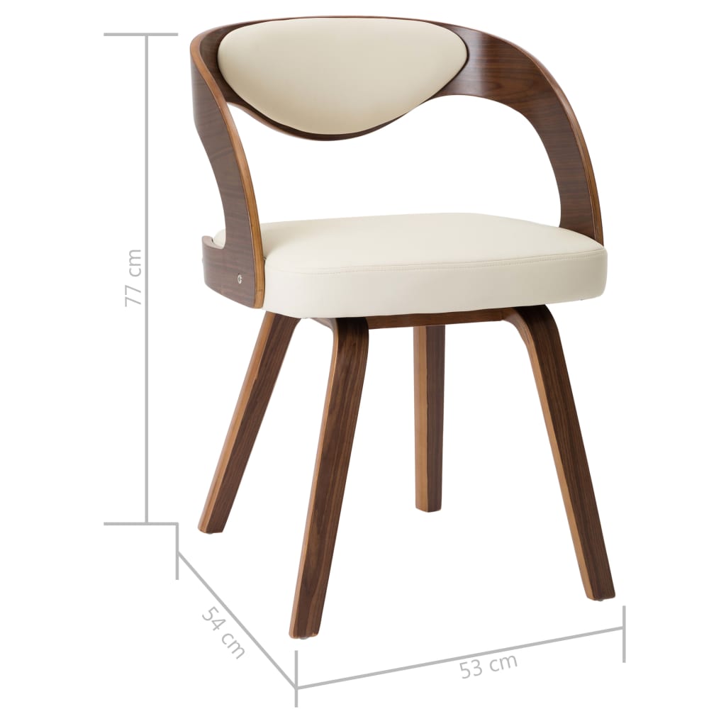 Sillas de comedor 6 uds madera curvada y cuero sintético crema vidaXL