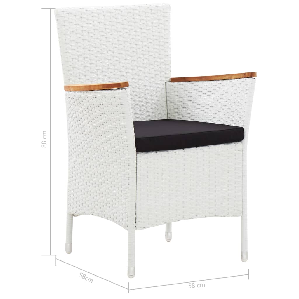 5 pieces of garden dining room synthetic rattan white