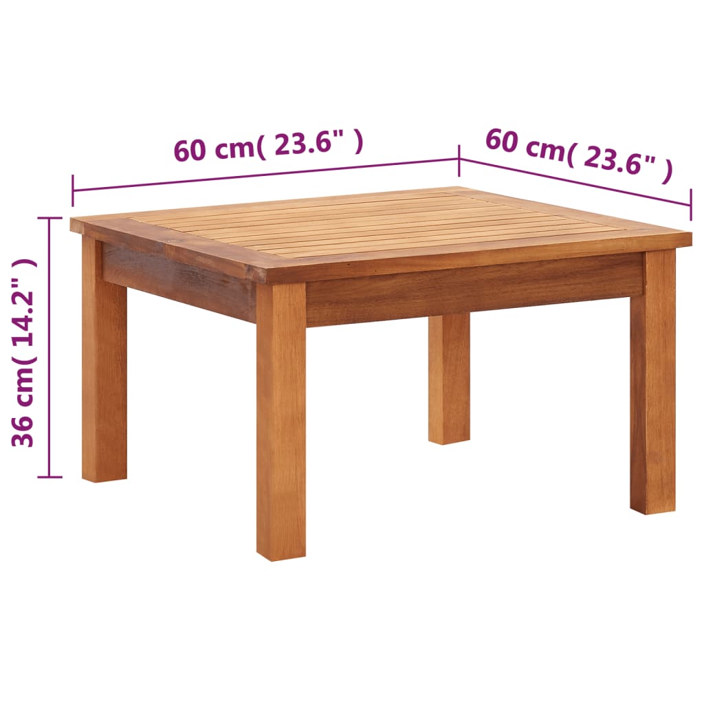 Acacia wooden garden center table 60x60x36 cm