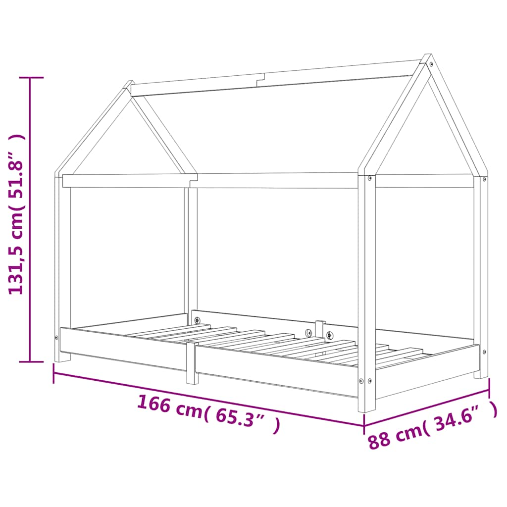 Estructura de cama infantil de madera maciza de pino 80x160 cm vidaXL