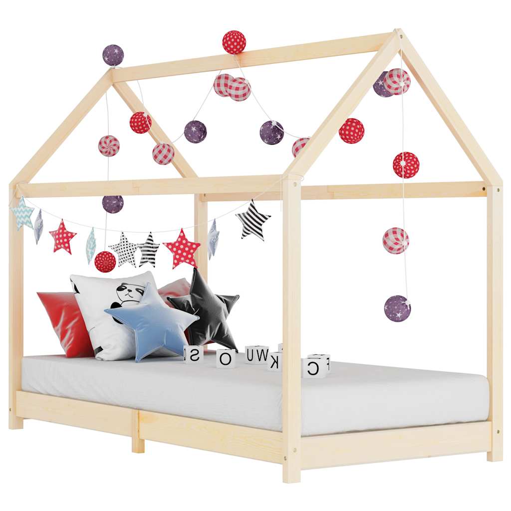 Vetonek Estructura de cama infantil de madera maciza de pino 90x200 cm