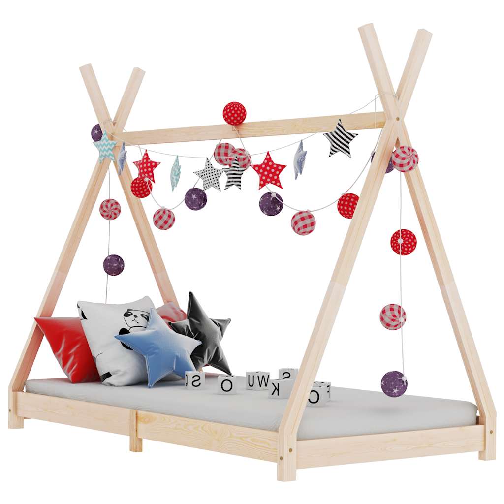 Vetonek Estructura de cama infantil de madera maciza de pino 70x140 cm