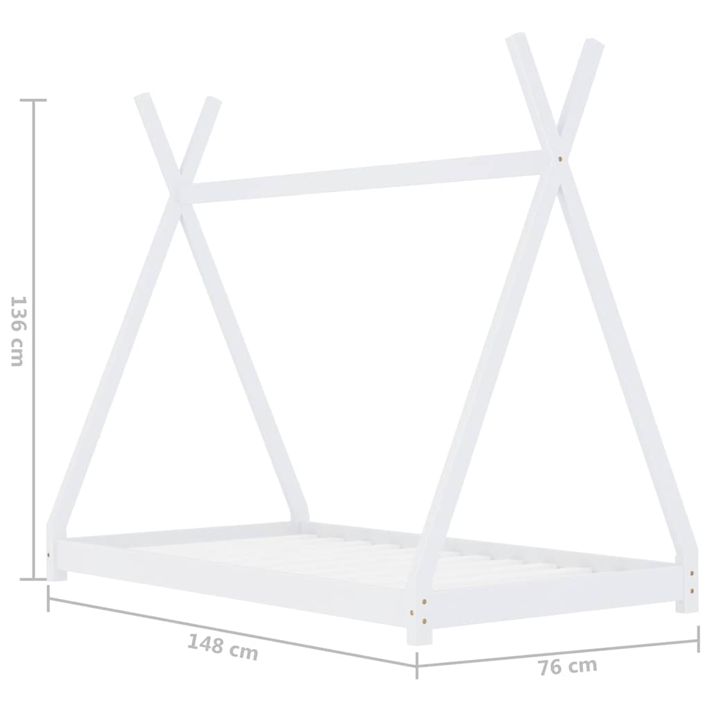 Estructura de cama infantil madera maciza pino blanca 70x140 cm vidaXL