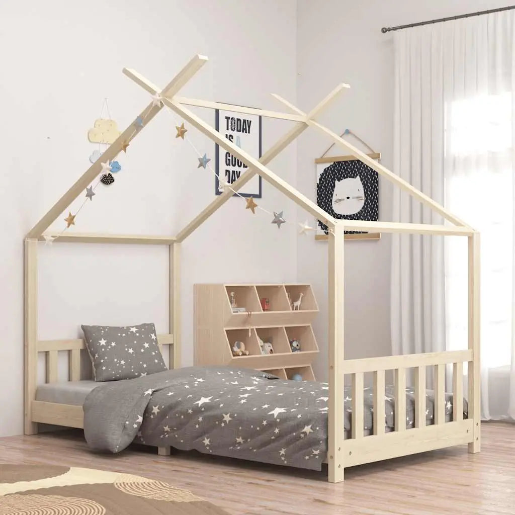 Vetonek Estructura de cama infantil de madera maciza de pino 90x200 cm