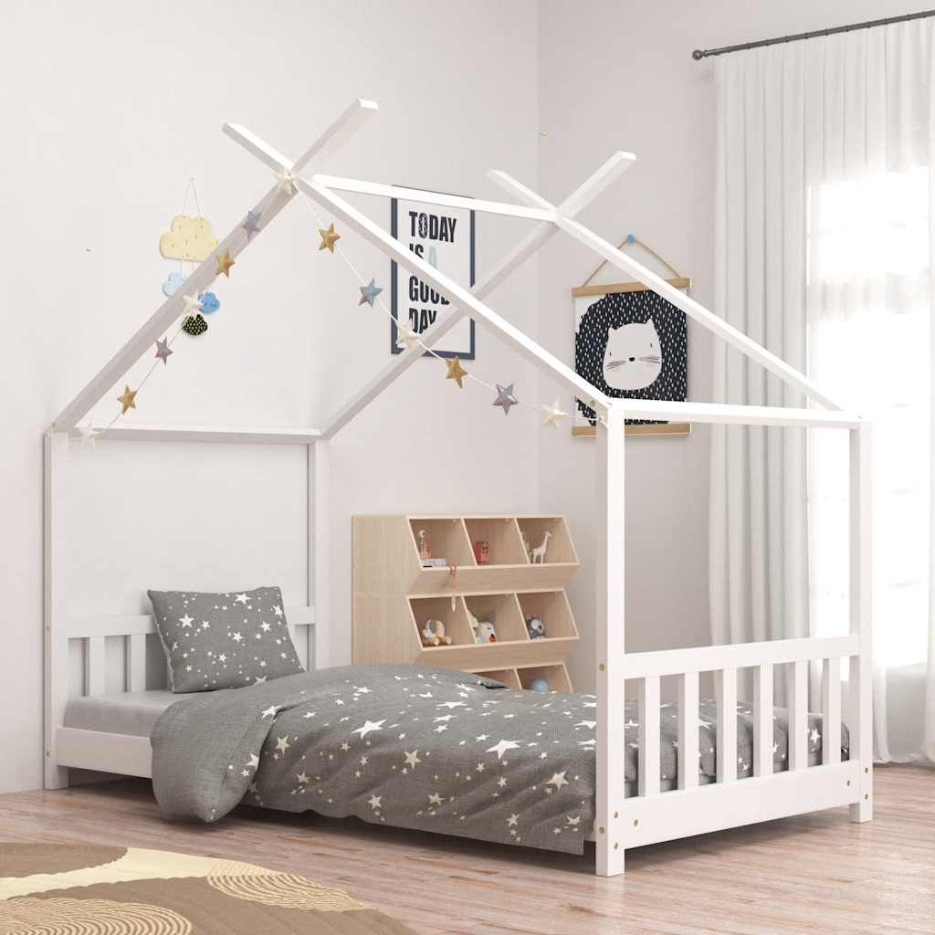 Vetonek Estructura de cama infantil madera maciza pino blanco 70x140 cm