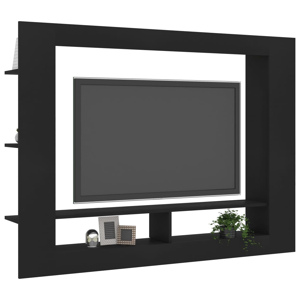 Black wood for TV furniture 152x22x113 cm