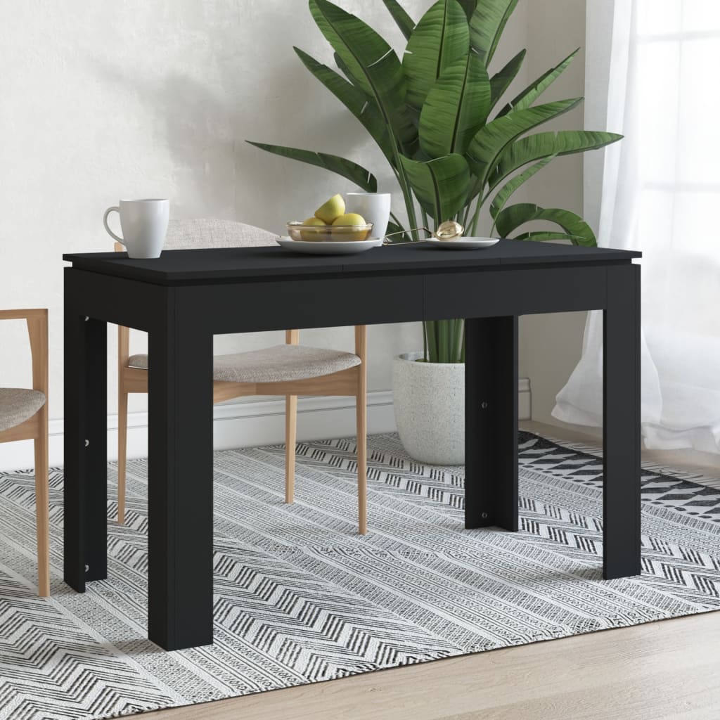 Vetonek Mesa de comedor de madera contrachapada negro 120x60x76 cm