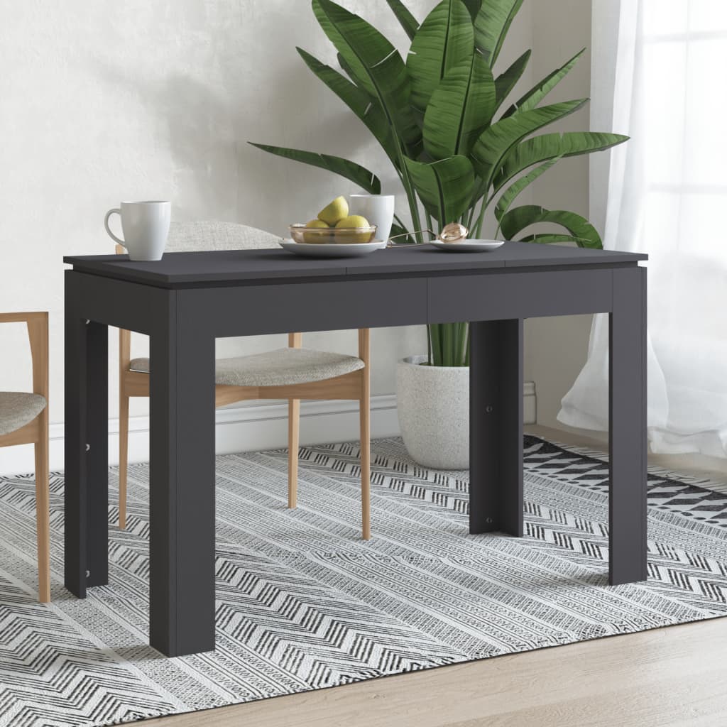 Vetonek Mesa de comedor de madera contrachapada gris 120x60x76 cm