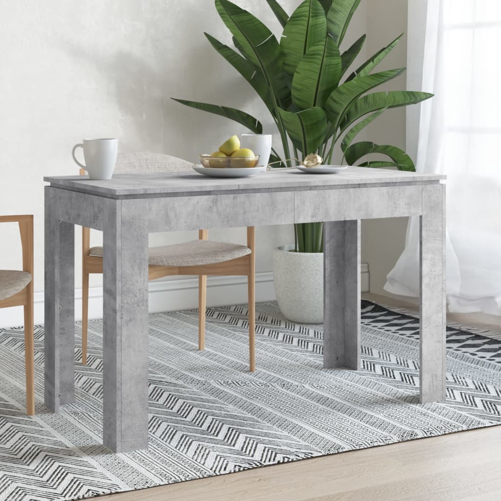 Vetonek Mesa de comedor madera de ingeniería gris hormigón 120x60x76 cm