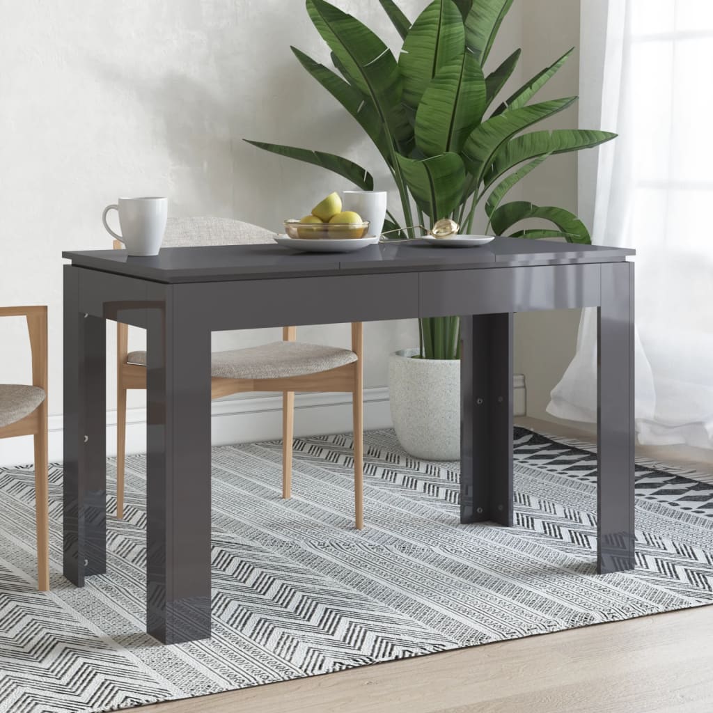 Vetonek Mesa de comedor madera contrachapada gris brillo 120x60x76 cm