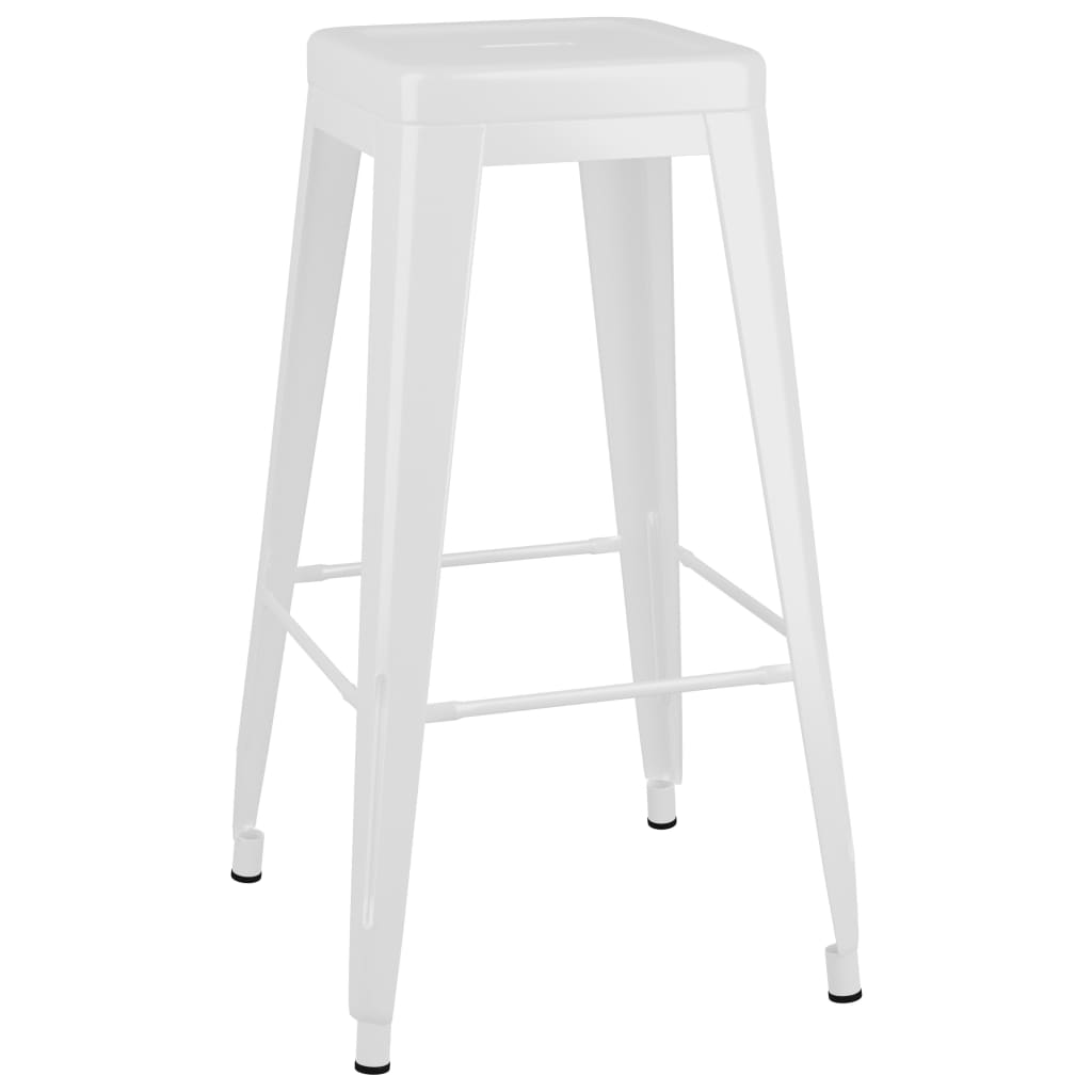 Stackable bar stools 2 white metal units