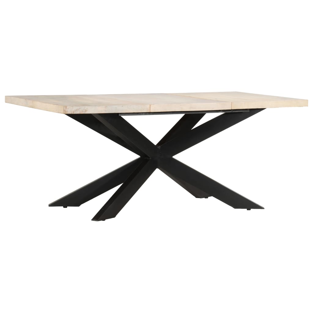 Vetonek Mesa de comedor madera maciza de mango blanqueada 180x90x76 cm