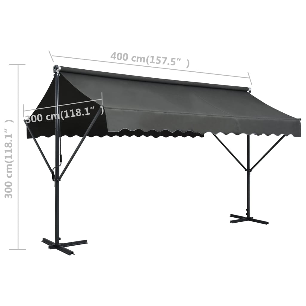 Toldo de pie independiente gris antracita 400x300 cm