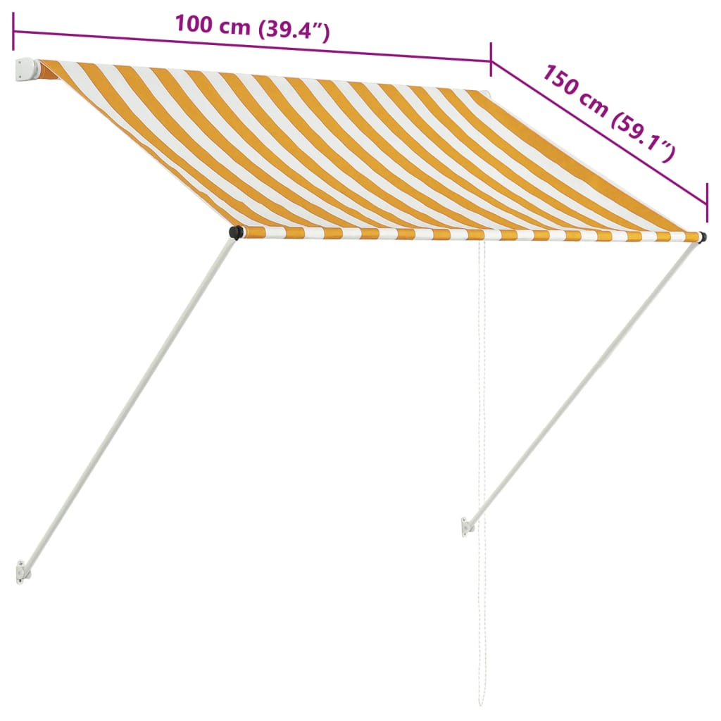 Yellow and white retractile awning 100x150 cm