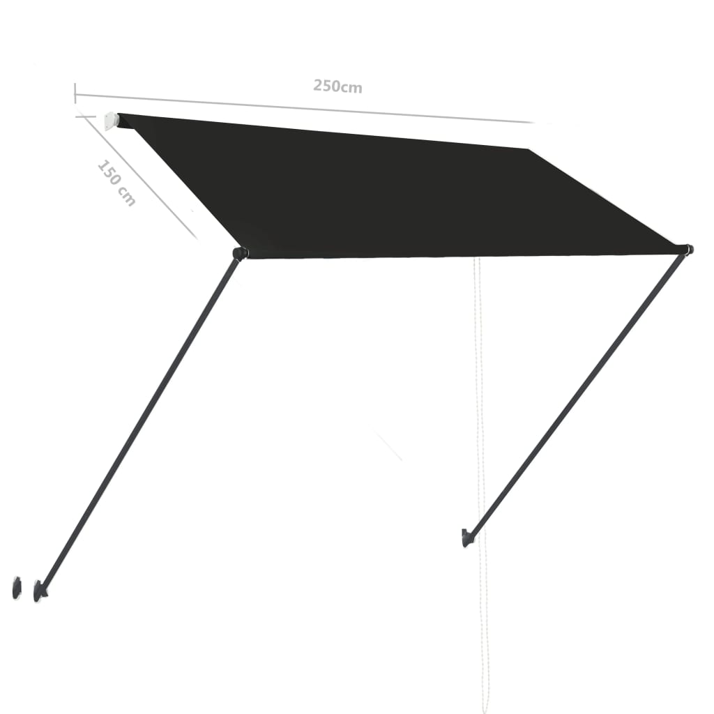 Toldo retráctil con LED gris antracita 250x150 cm vidaXL