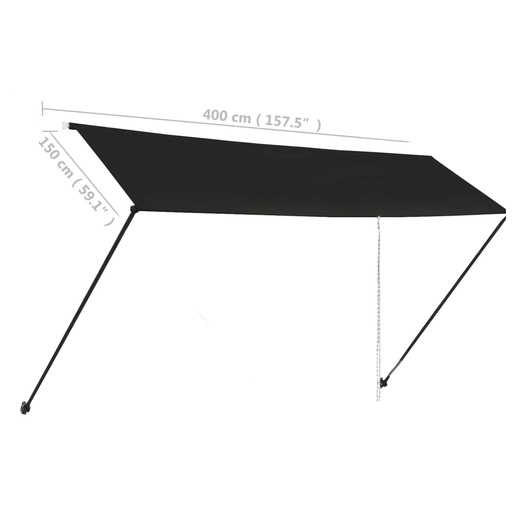 Toldo retráctil con LED gris antracita 400x150 cm vidaXL