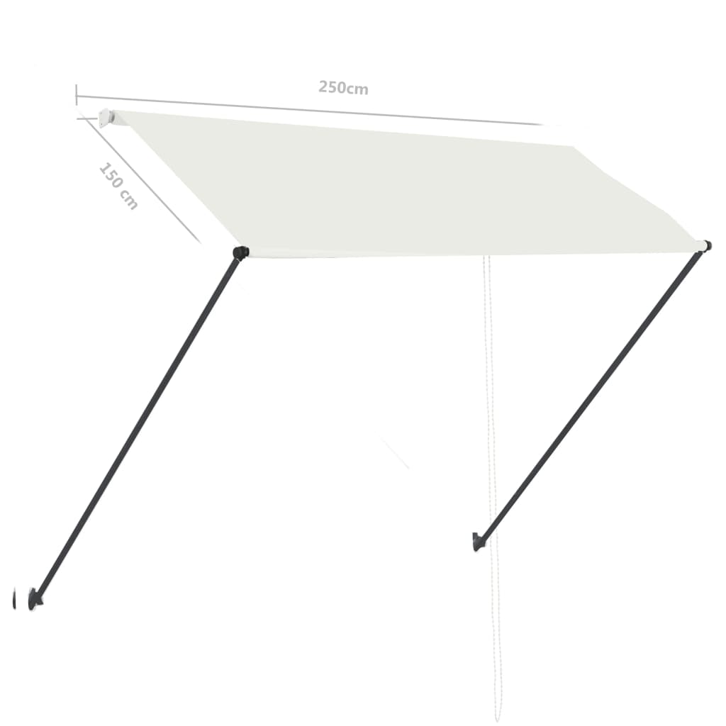 Toldo retráctil con LED color crema 250x150 cm vidaXL