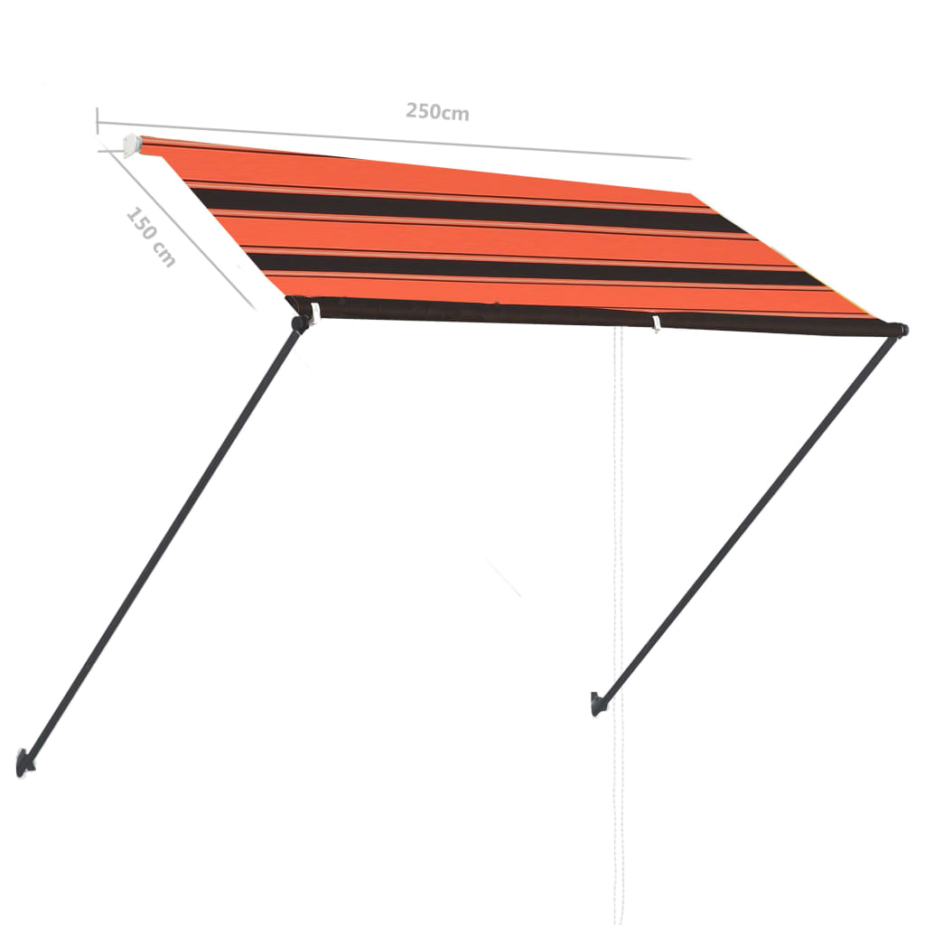 Toldo retráctil con LED naranja y marrón 250x150 cm vidaXL