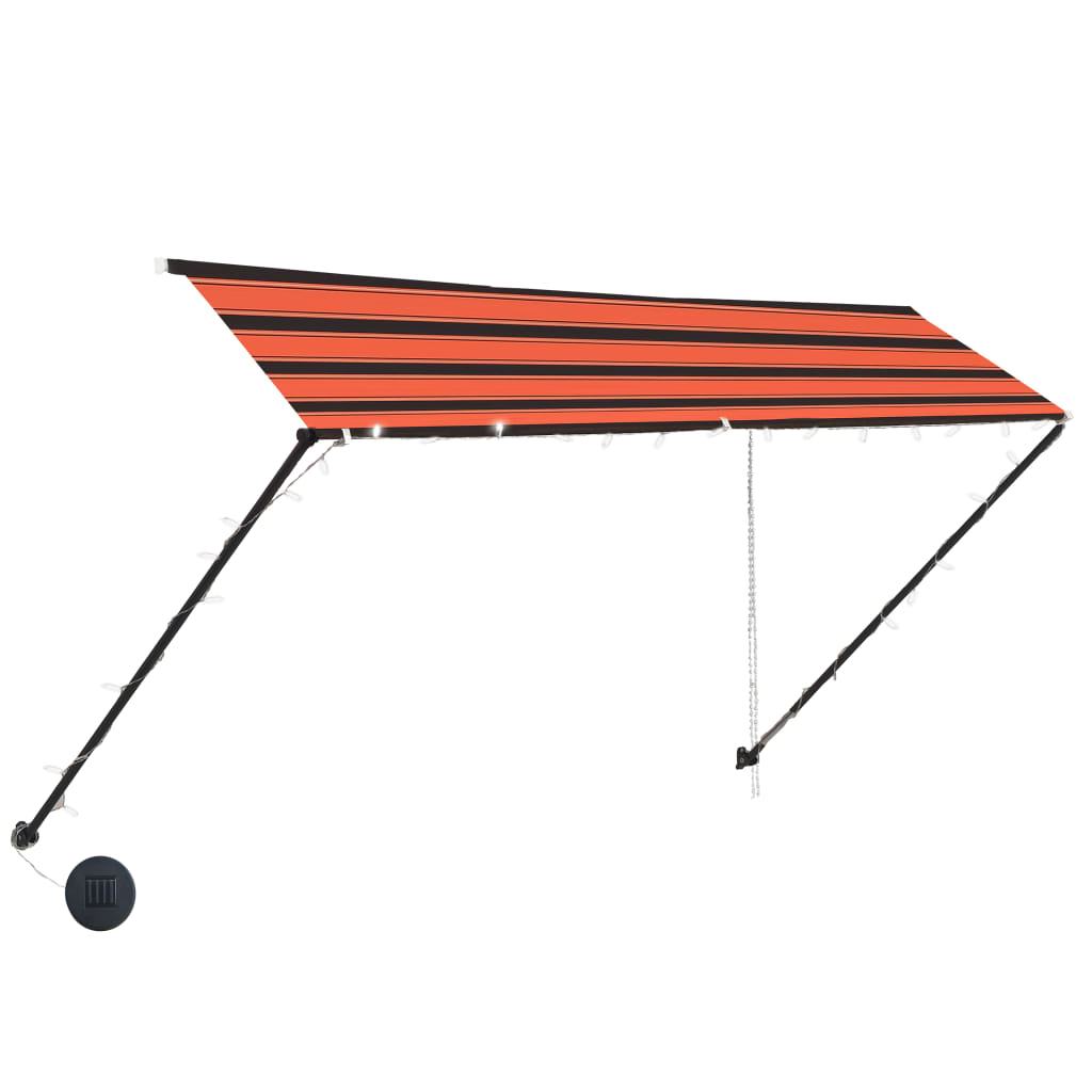 Toldo retráctil con LED naranja y marrón 300x150 cm vidaXL