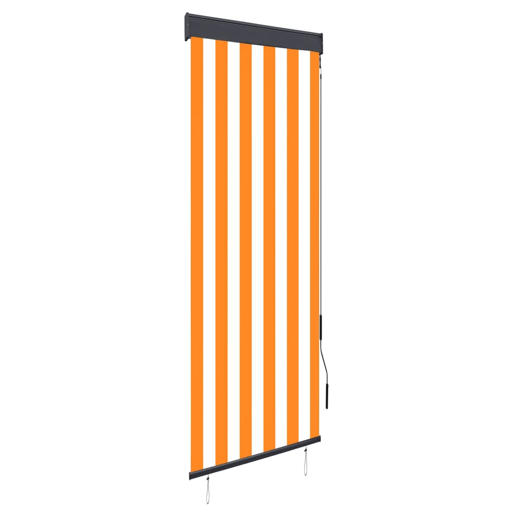 White and orange outdoor roller blind 60x250 cm v5058 Vetonek